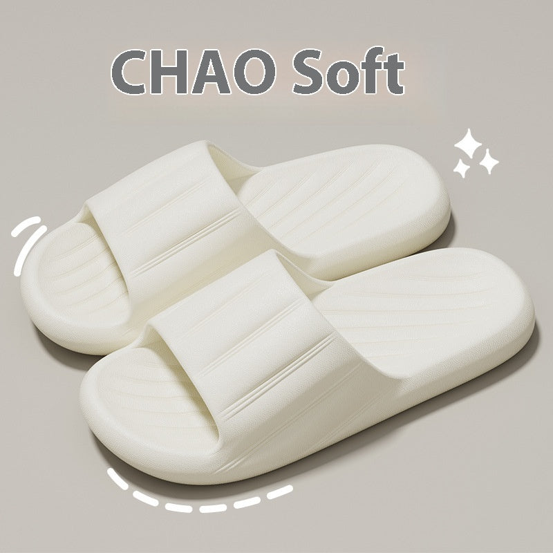 Buy Fashion Solid Color Striped Home Slippers Summer Thick Bottom Non-slip Bathroom Slipper Women Men Couples Shoes online at DLC Market