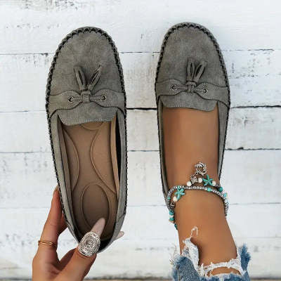 Buy Women's Round Head Loafers Fashion Non-slip Soft Comfortable Flats Shoes online at DLC Market
