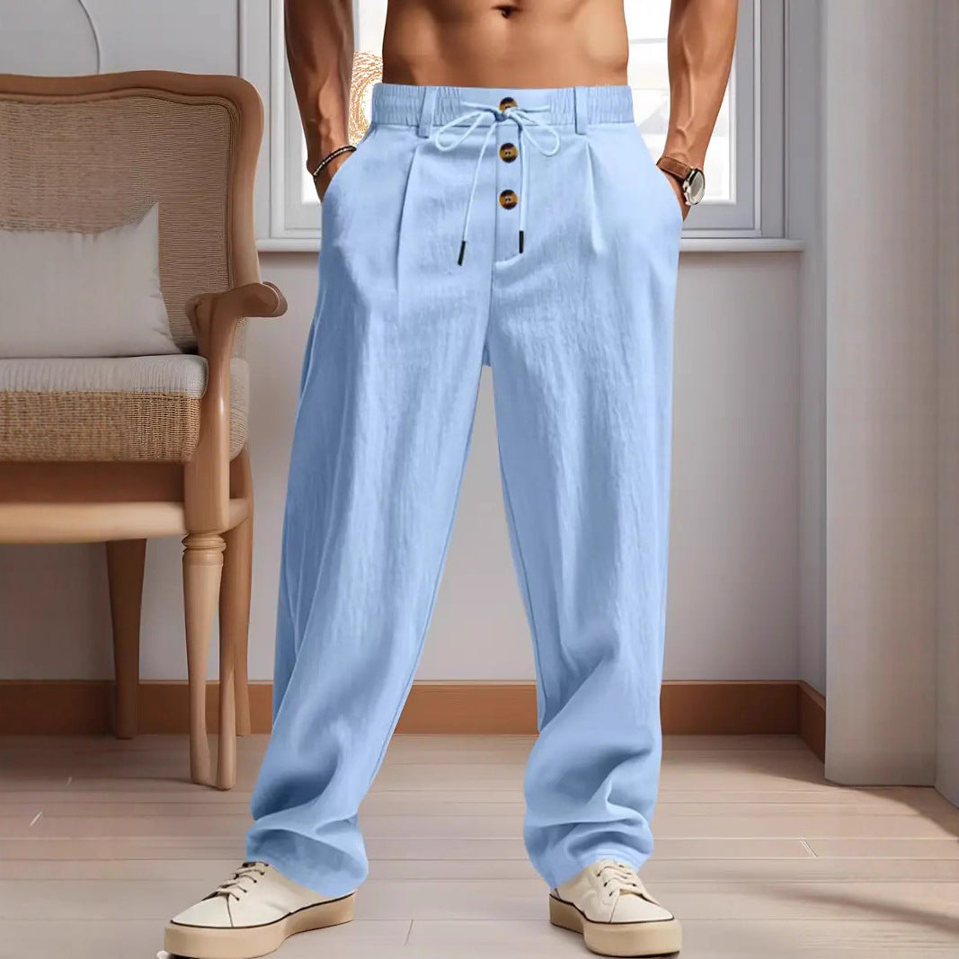 Men's Trousers Breathable Skin-Friendly Loose Fit Casual Beach Pants For Sports Summer by null
