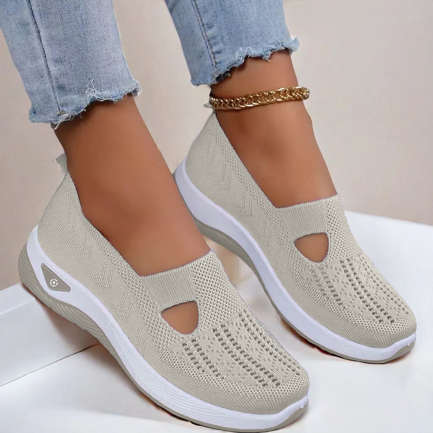 Buy Mesh Flats Shoes Fashion Breathable Non-slip Soft Bottom Casual Shoes For Women online at DLC Market