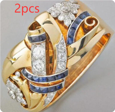 Buy Retro Hollow Ring European And American Exaggerated Flower-shaped Zircon online at DLC Market