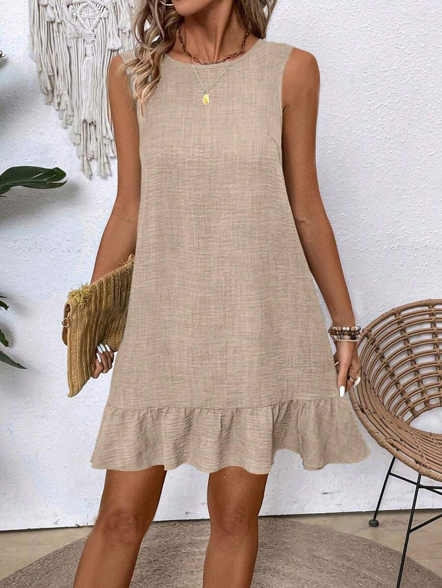 Summer Ruffle Dress Fashion Loose Sleeveless Straight Beach Dresses For Women by null