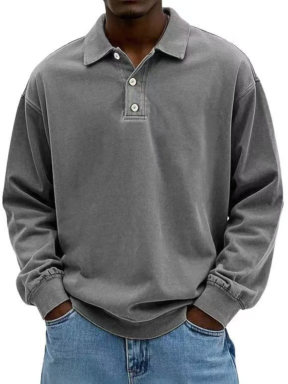 Fall Men's Long Sleeve Polo Shirts Casual Breathable Comfortable Tees Shirt Solid High Quality Sweatshirt Male T-Shirt by null