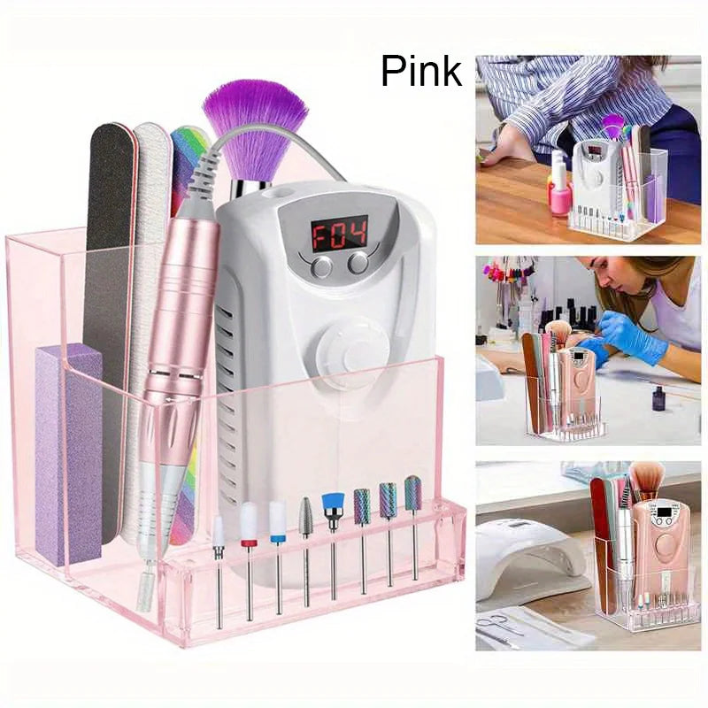 1PC Nail Drill Bits Holder Display Clear Nail Display Box Transparent Makeup Organizer Nail Manicure Tools Acrylic Nail Display by DLC MARKET