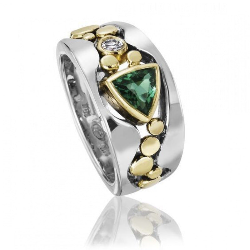 Buy Creative Hollowed-out Design Engagement Ring Set With Green Zircons online at DLC Market