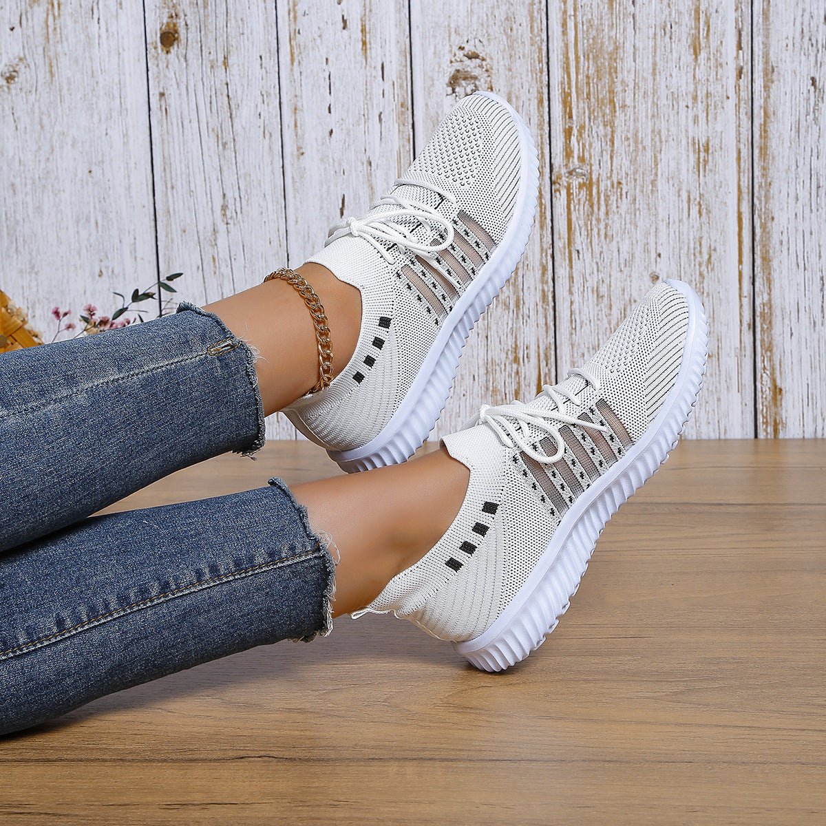 Breathable Mesh Round Toe Lace Up Casual Sneakers - DLC MARKET