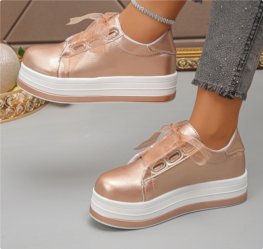 Buy Single Large Size Casual European And American Lace-up Flat Round Toe Platform Women's Shoes online at DLC Market