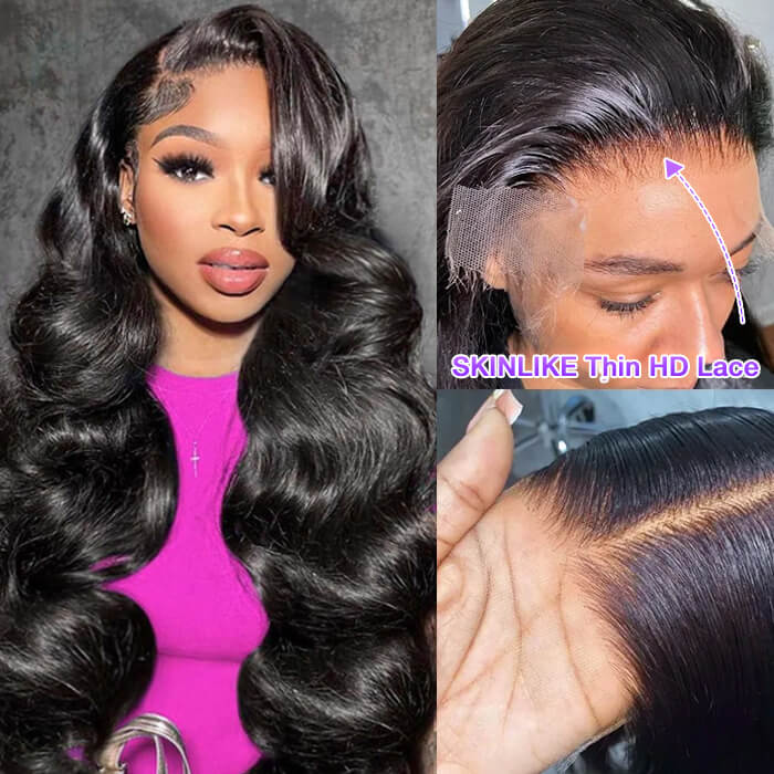 13x4 Lace Front Human Hair Wigs Natural Color Body Wave Density by null