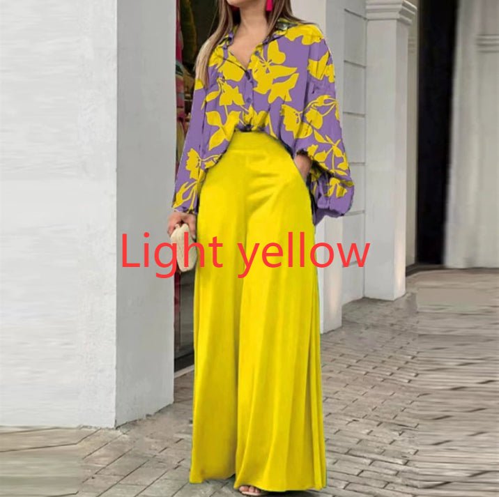 Fashionable Printed Wide-leg Pants by null