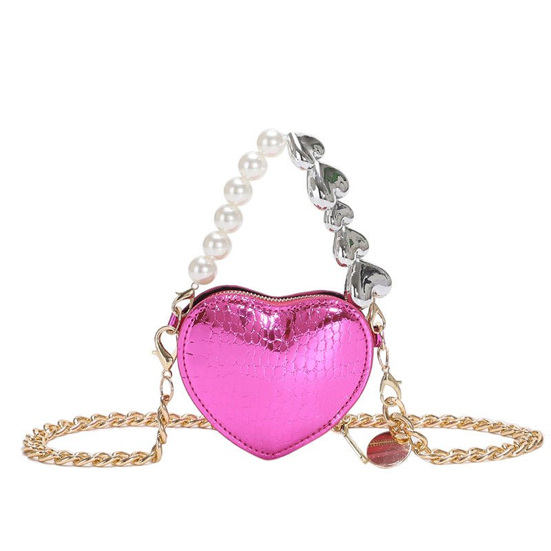 Mini Heart Shape Pearl Chain Shoulder Bag - DLC MARKET