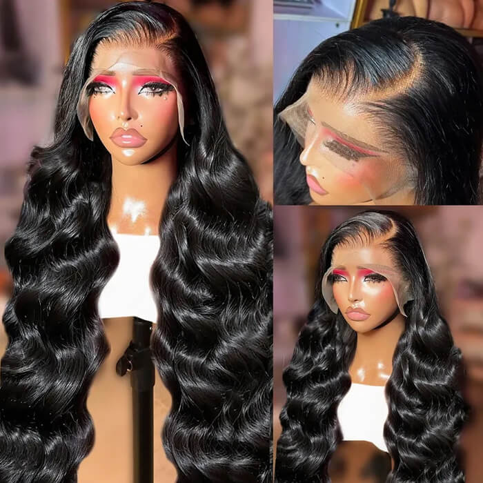 13x4 Lace Front Human Hair Wigs Natural Color Body Wave Density by null