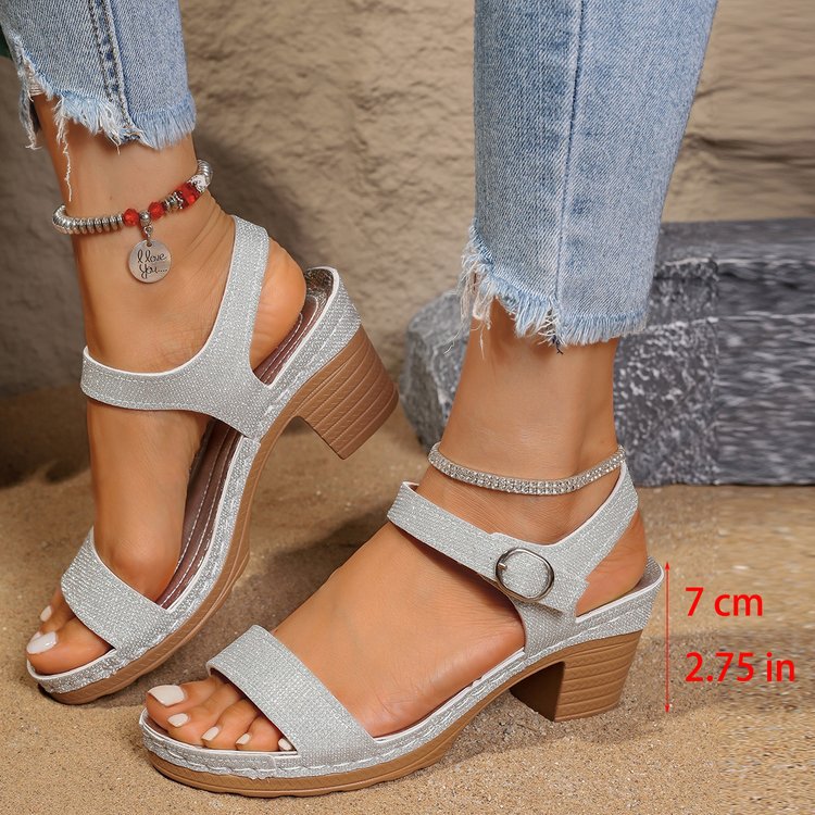 Buy Open Toe With Buckle Chunky Heel High Heel Sandals online at DLC Market