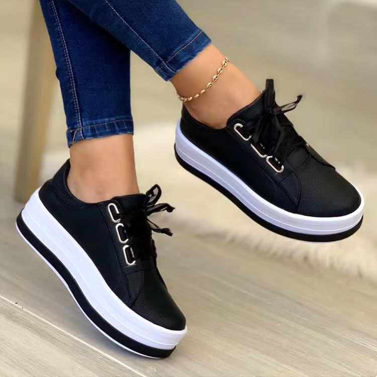 Buy Single Large Size Casual European And American Lace-up Flat Round Toe Platform Women's Shoes online at DLC Market