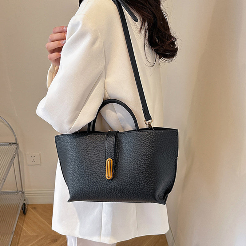 Buy INS Litchi Pattern Shoulder Bag Fashion Zipper Bucket Bag High Capacity Totes Handbag For Women online at DLC Market