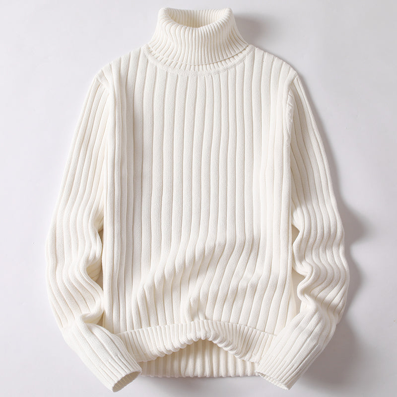 Turtleneck Sweater Men Women Ins Fashion Solid Striped Bottoming Sweater Autumn And Winter Tops Clothing by null