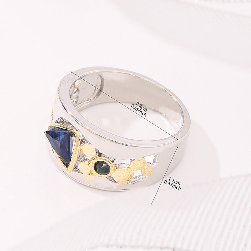 Buy Creative Hollowed-out Design Engagement Ring Set With Green Zircons online at DLC Market