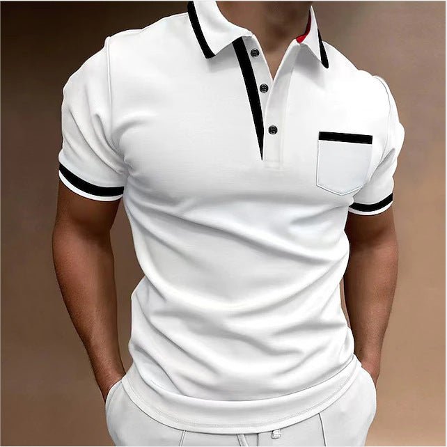 Men's Casual Square Collar Double Buckle Printed Short Sleeve by null
