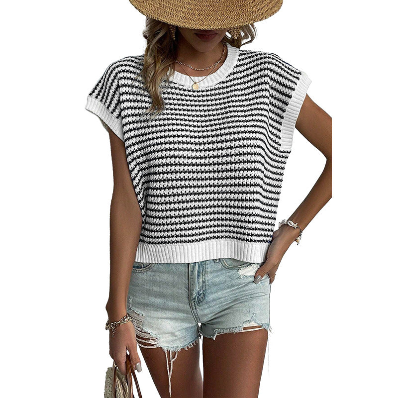 Buy Women's Summer Stripes Patchwork Knitting Vest Top online at DLC Market