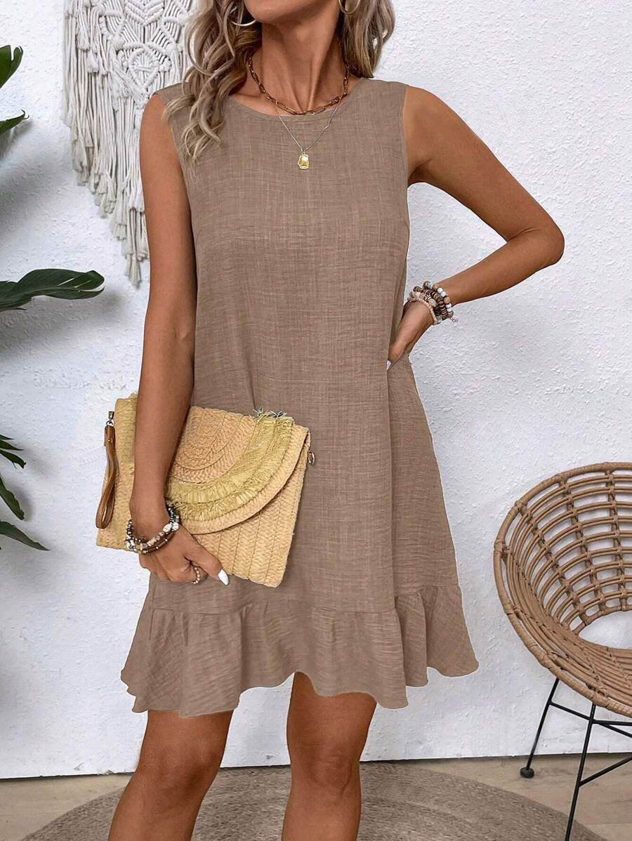 Summer Ruffle Dress Fashion Loose Sleeveless Straight Beach Dresses For Women by null