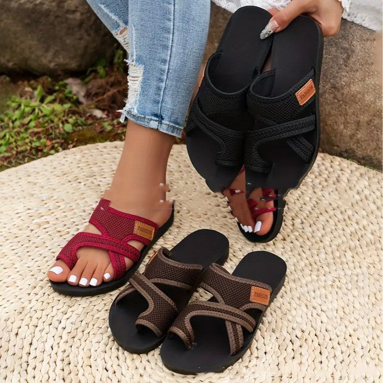 Buy Summer New European And American Breathable Mesh Peep-toe Slippers online at DLC Market