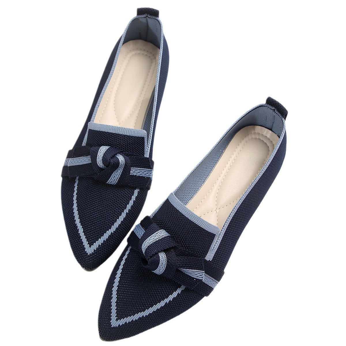 Buy Fashion Pointed Toe Bow Flat Shoes For Women Lying Woven Slip-on Breathable Shoes Summer online at DLC Market