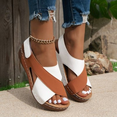 Buy Colorblock-crossed Wedges Sandals Summer Fashion Fish Mouth Platform Roman Shoes For Women online at DLC Market