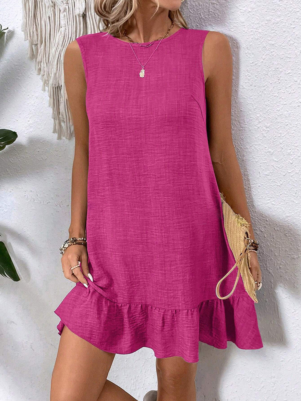 Summer Ruffle Dress Fashion Loose Sleeveless Straight Beach Dresses For Women by null