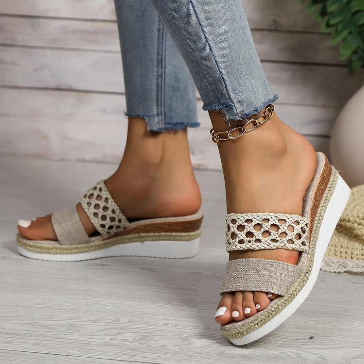 Buy Plus Size Rope Bottom Platform Peep Toe Sandals For Women online at DLC Market
