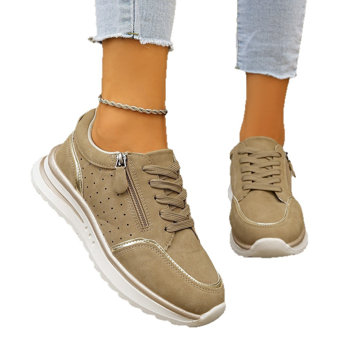 Buy Side-zip Breathable Sneakers With A Chunky Sole For Comfort online at DLC Market