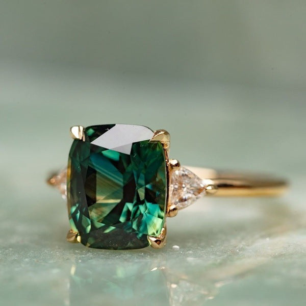 Buy Personalized Retro Inlaid Stone Ring Inlaid With Green Gem online at DLC Market