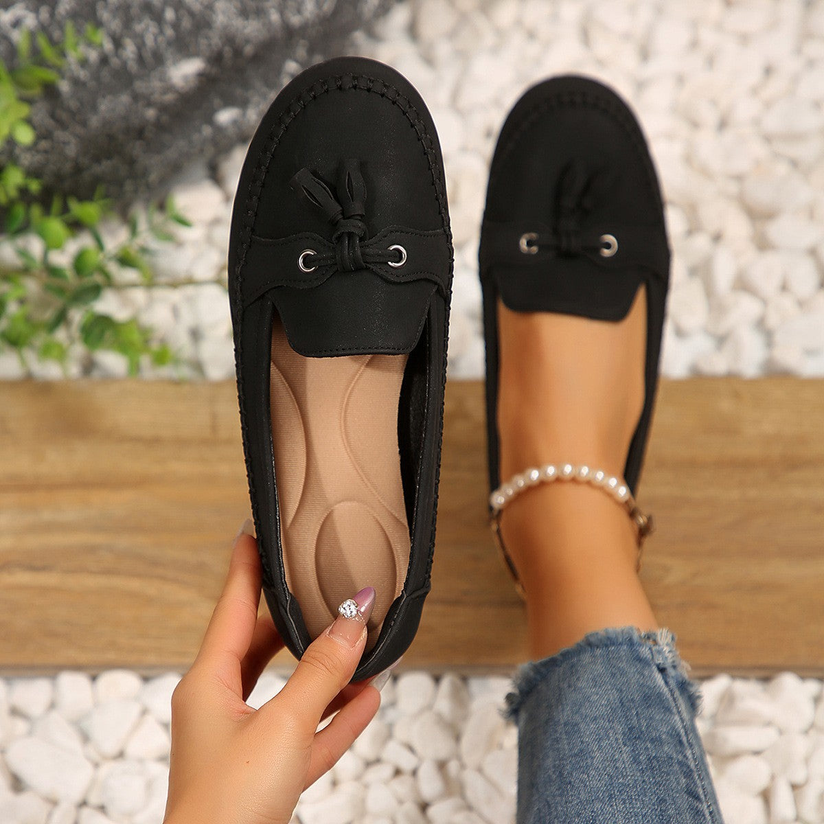 Buy Women's Round Head Loafers Fashion Non-slip Soft Comfortable Flats Shoes online at DLC Market