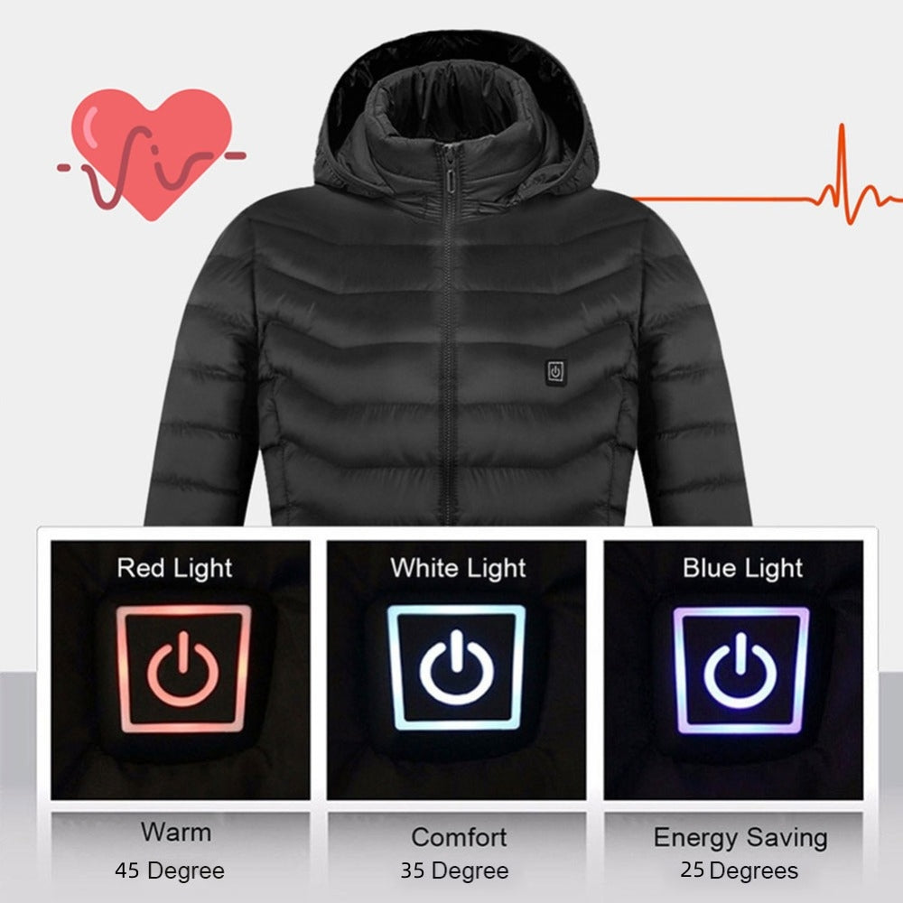 Winter Heated Jacket USB Electric Cotton Coat Zip-up Heater Thermal Clothing Heating Vest For Men by null