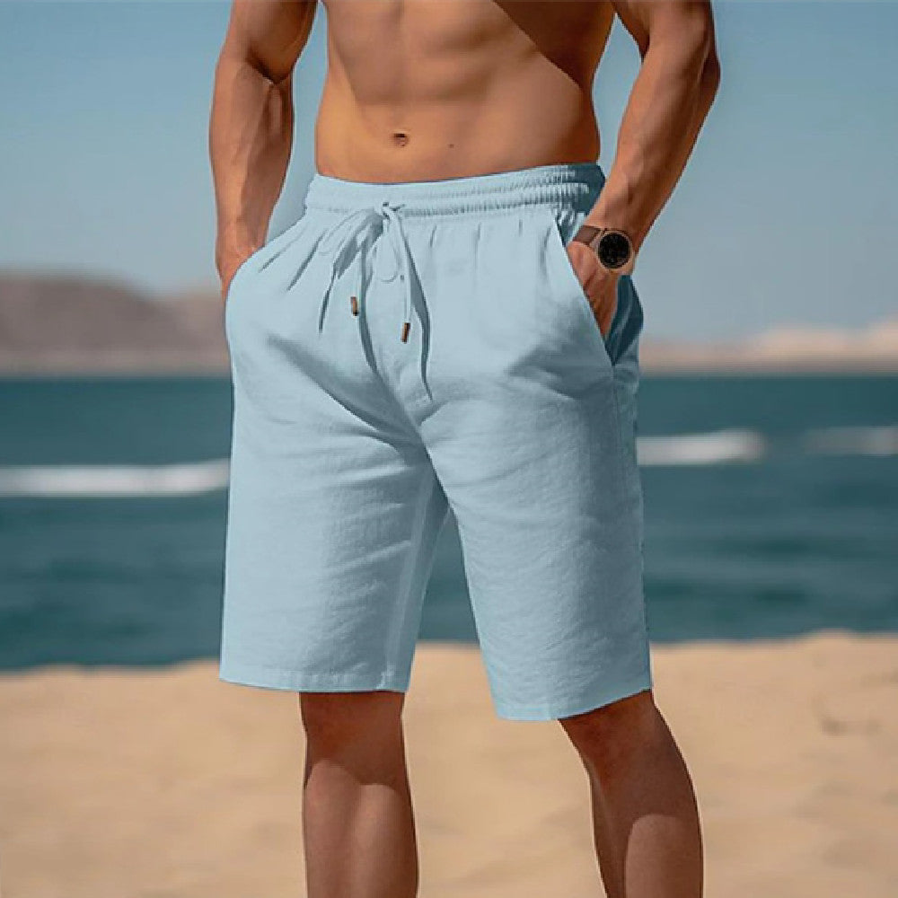 Mens drawstring elastic waist summer beach shorts | DLC Market