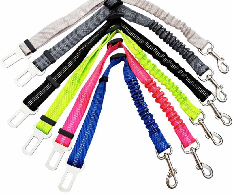 Buy Adjustable Dog Seat Belt Dog Car Seatbelt Harness Leads Elastic Reflective Safety Rope online at DLC Market