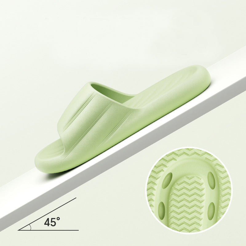 Buy Fashion Solid Color Striped Home Slippers Summer Thick Bottom Non-slip Bathroom Slipper Women Men Couples Shoes online at DLC Market