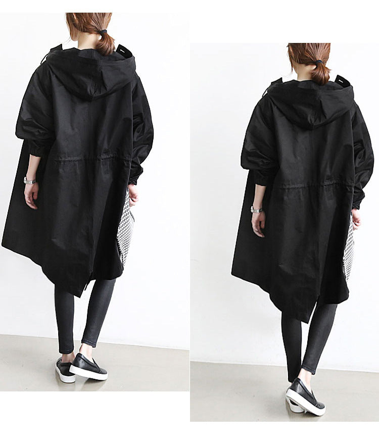 Women Windbreaker Jacket Casual Loose Button Pockets Hooded Quick Dry Windproof Waterproof Clothes For Outdoor Hiking Camping by null