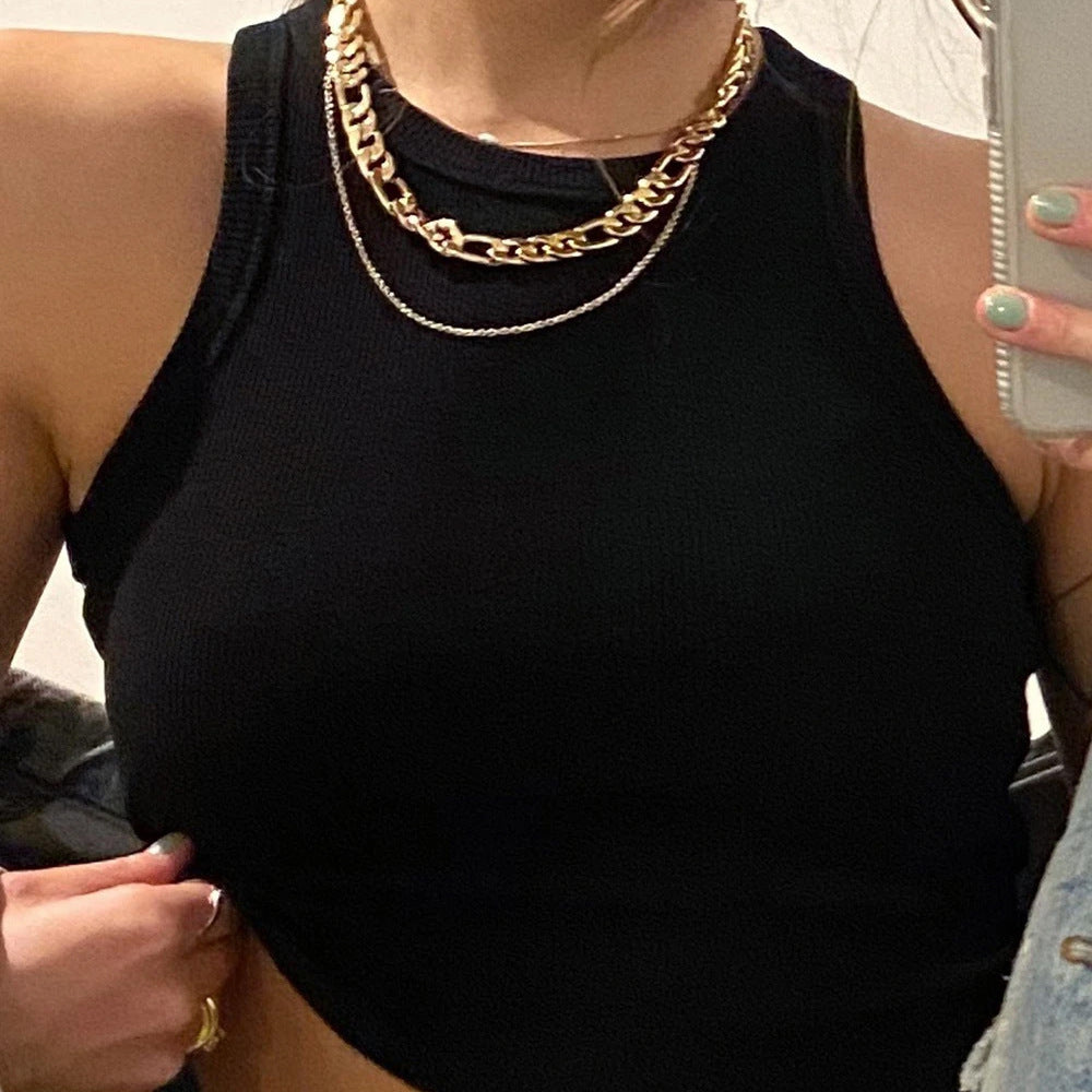 Buy Spring And Summer Fashion Solid Color Sleeveless Vest T-Shirt Women's Clothing online at DLC Market