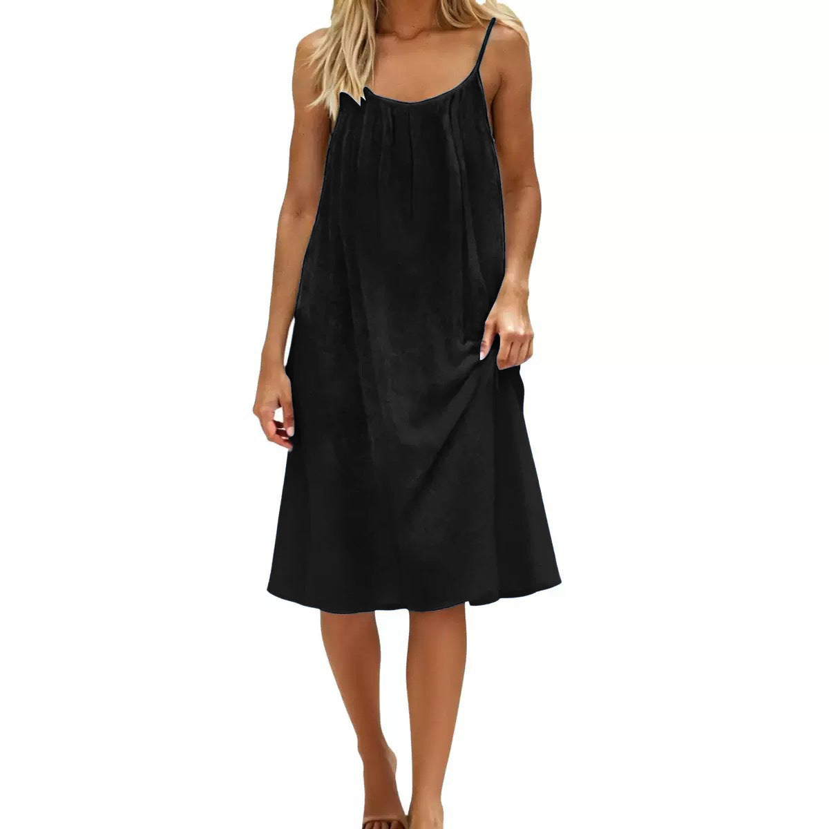 Women's Solid Color Spaghetti Strap Backless Dress - Sleeveless Summer Bodycon Fit Casual Evening Dress For Daily Wear Holiday Outfit by null