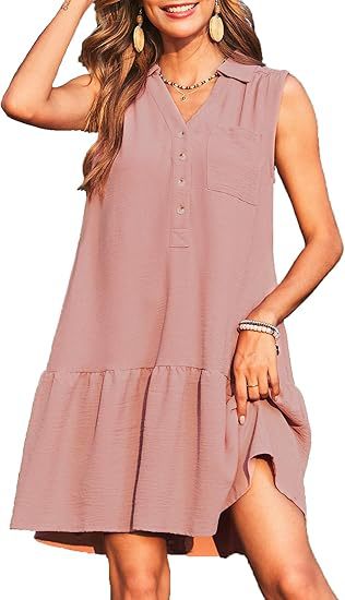 Buy Spring And Summer V-neck Buttons Sleeveless Dress online at DLC Market