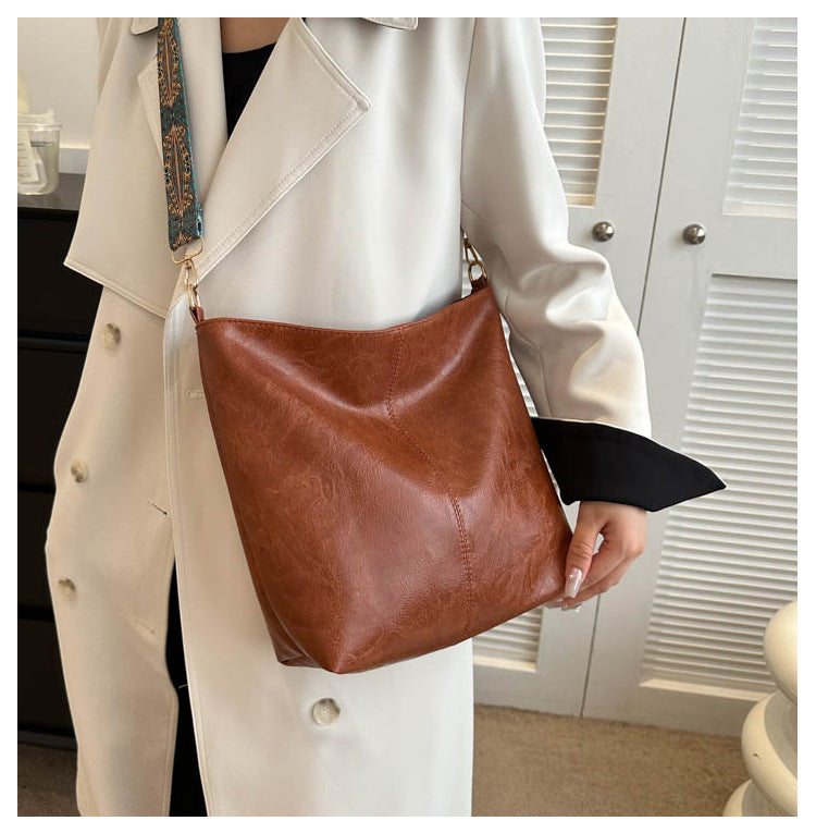 Buy Women's Shoulder Bag With Ethnic Style Wide Shoulder Strap Ins Large Capacity Bucket Crossbody Bags Fashion Handbag online at DLC Market