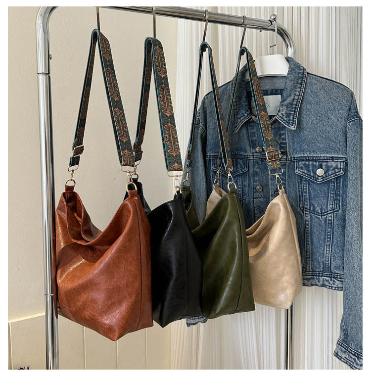 Buy Women's Shoulder Bag With Ethnic Style Wide Shoulder Strap Ins Large Capacity Bucket Crossbody Bags Fashion Handbag online at DLC Market