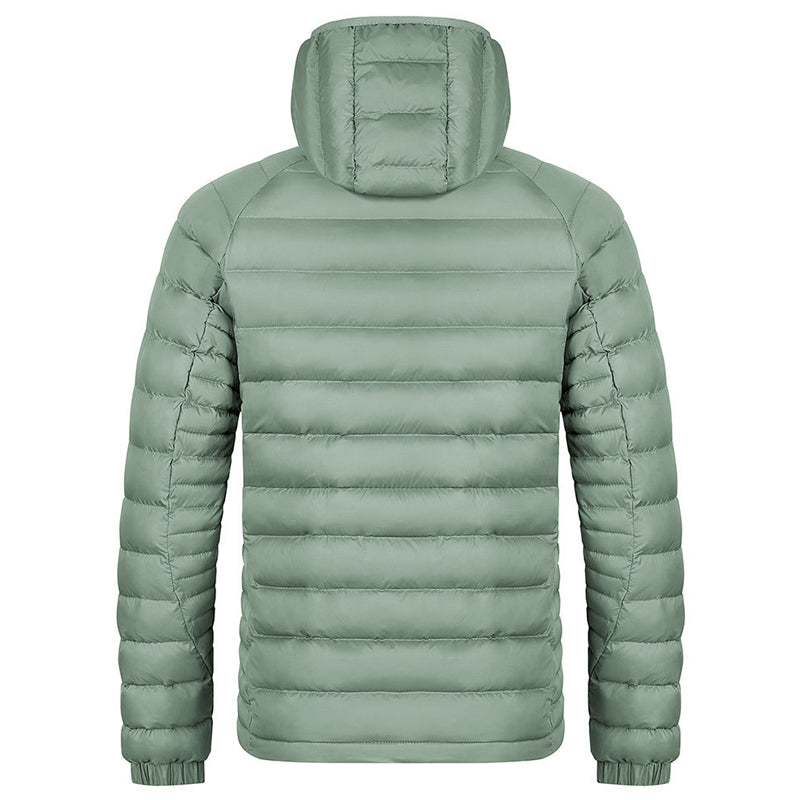Winter Lightweight Hooded Coat With Pockets Fashion Warm Portable Zipper Jacket For Men Clothing Solid Color Outerwear Tops by null