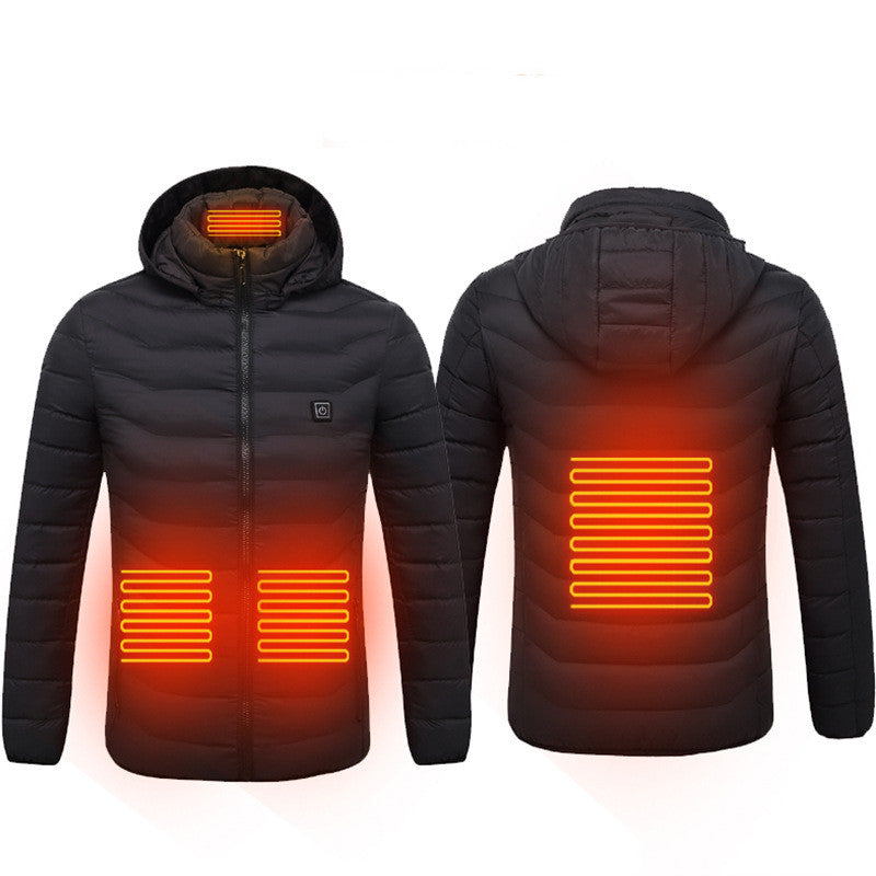 Winter Heated Jacket USB Electric Cotton Coat Zip-up Heater Thermal Clothing Heating Vest For Men by null