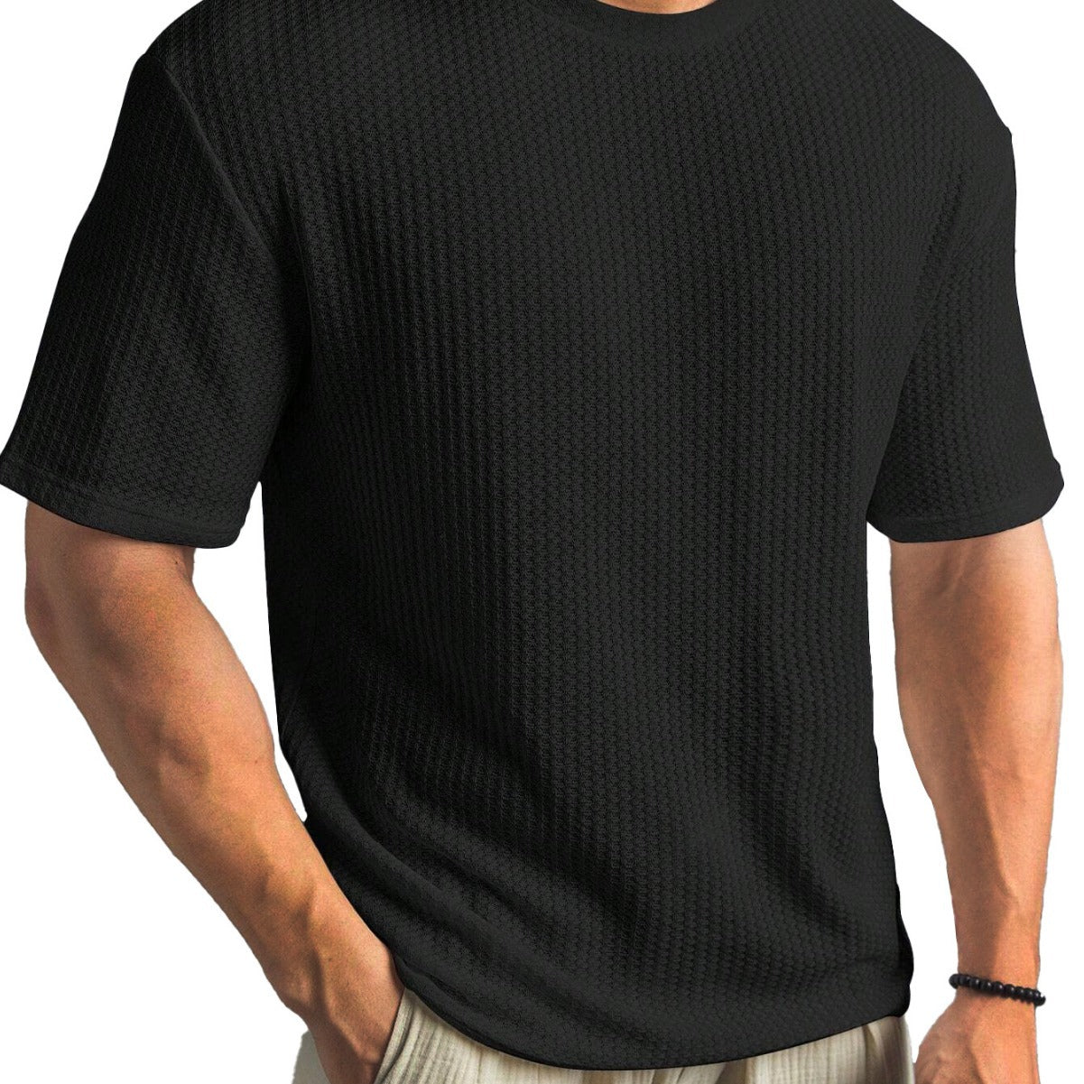Casual Versatile Solid Color Men's Summer T-shirt by null