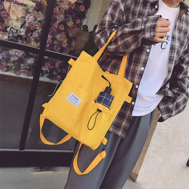 Buy Harajuku Canvas Bags Students Handbag With Pockets Preppy Buckpack Shoulder Bag For Women Shoolbags online at DLC Market