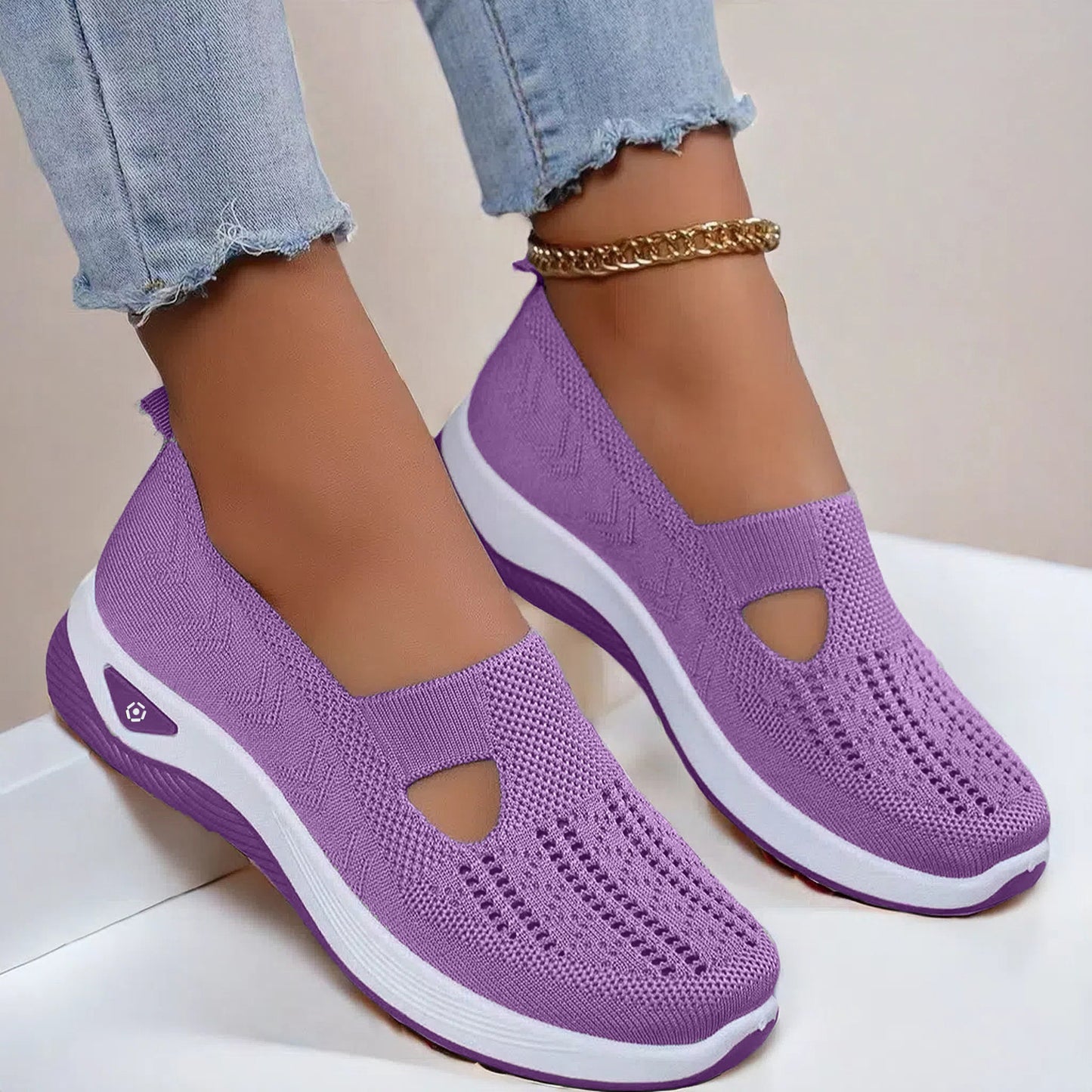 Buy Mesh Flats Shoes Fashion Breathable Non-slip Soft Bottom Casual Shoes For Women online at DLC Market