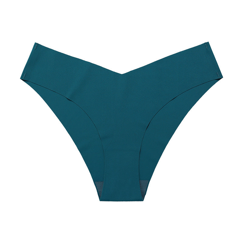 Buy Seamless Ice Silk Underwear For Women With V-shaped Waistband. One-piece Pure Cotton Crotch Breathable Women's Briefs. online at DLC Market