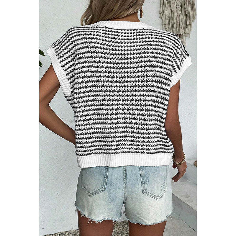 Buy Women's Summer Stripes Patchwork Knitting Vest Top online at DLC Market