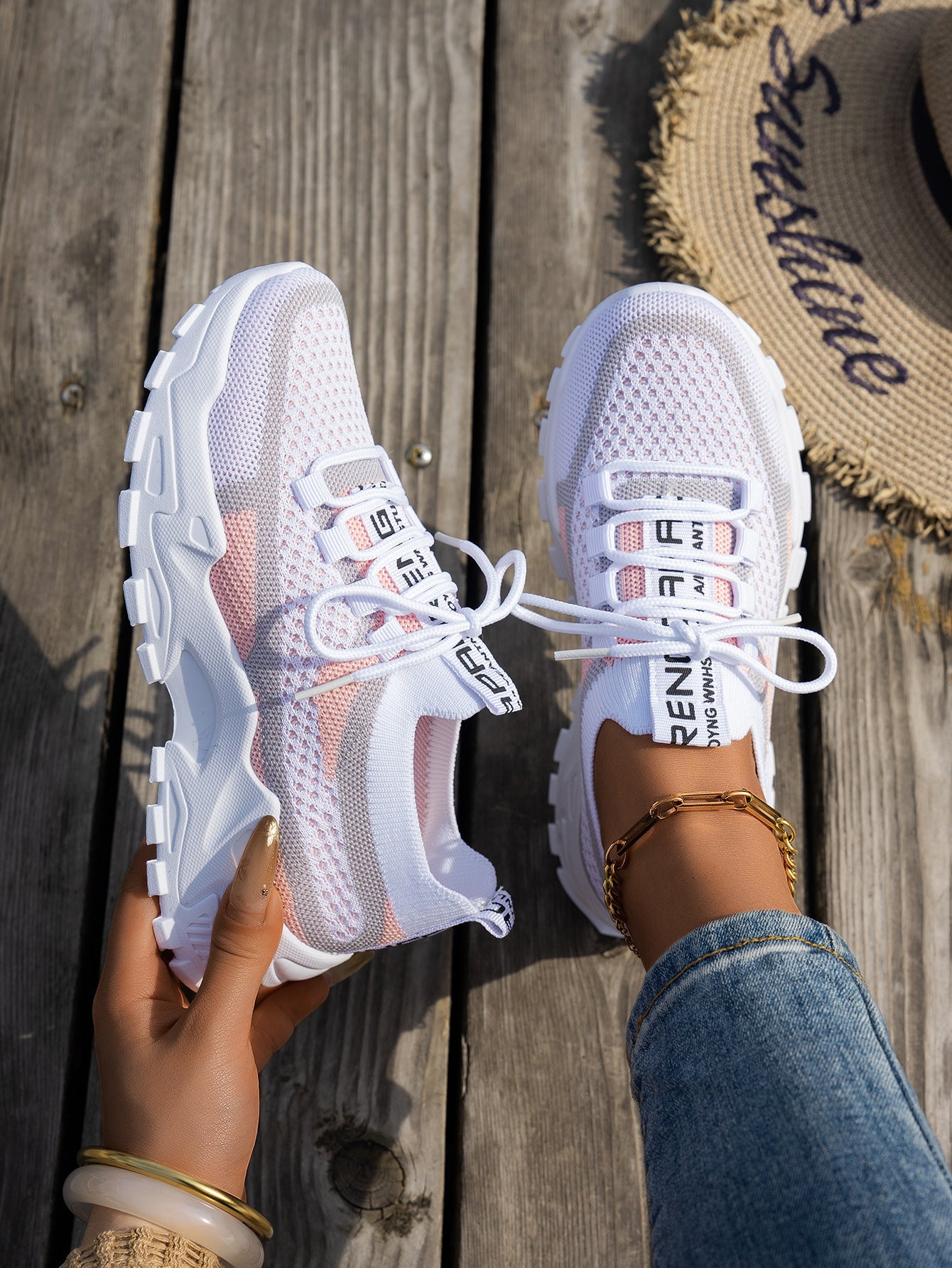 Buy Flyknit Mesh Shoes Women's Breathable Lace-up Sneakers Walking Running Casual Shoes online at DLC Market