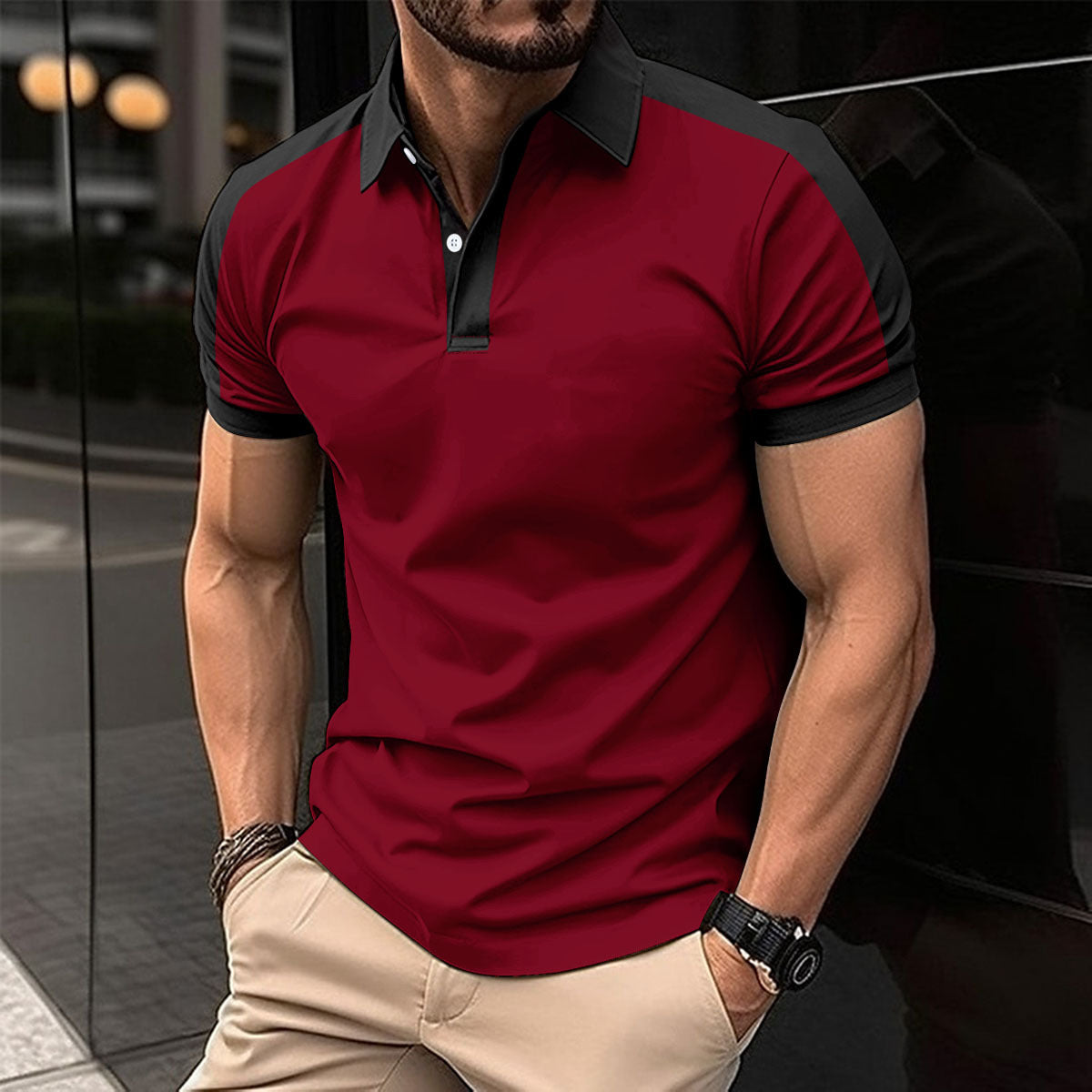 Men's Short Sleeve Business Shirt Summer Casual Polo Shirts by null